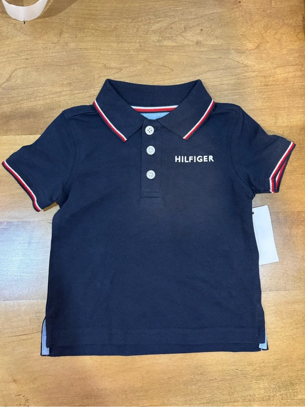 Tommy Hilfiger Navy Polo with Red & White Trim 12M